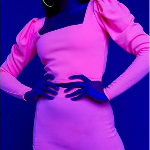 Glow Hot pink ASOS two piece crop top and skirt